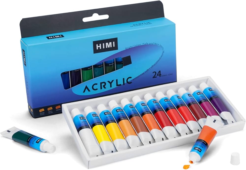 Amazon | HIMI 絵の具 アクリル絵の具 セット 絵具 画材 丙烯颜料 学習