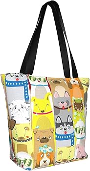 Amazon | [ZXHNB] 犬柄 動物柄 イエロー トートバック A4 大容量