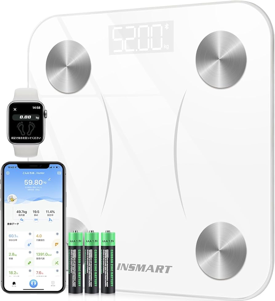 Amazon | INSMART 体脂肪計・体組成計 16項目測定可能 体重計 スマホ