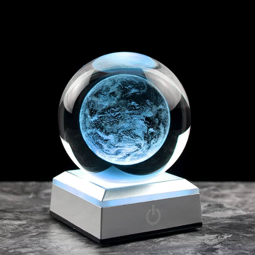 Amazon.co.jp: 1pc 8cm 3D地球彫刻クリスタルボールソーラーシステム