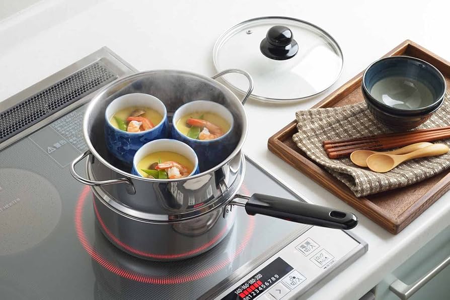 Amazon｜ヨシカワ 片手鍋 二段蒸し器 ステンレス 18cm 蒸し料理 ガス火