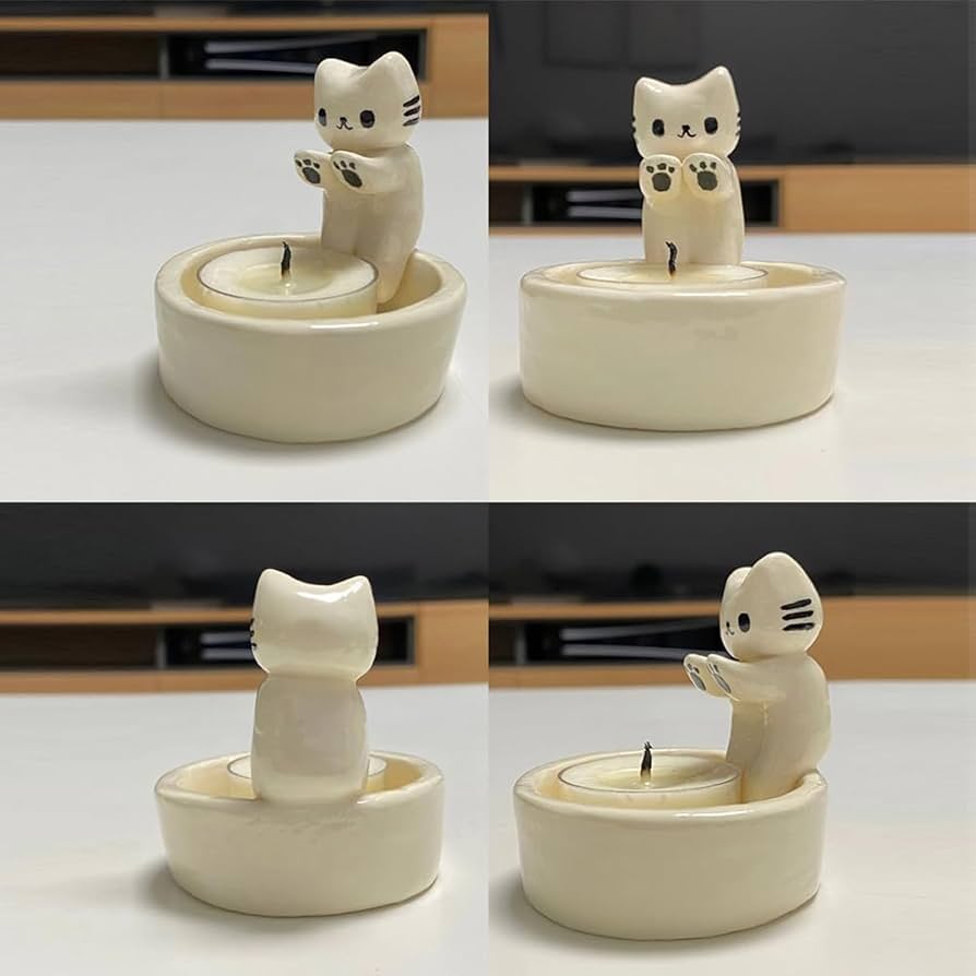 Amazon.co.jp: 猫キャンドルホルダー、愛らしい猫の燭台、猫の足を