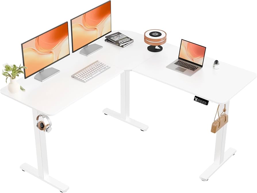 Amazon | ERGOMAKER L字昇降デスク 129*129*50CM 電動式L字パソコン