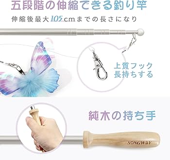 Amazon | SONGWAY 猫おもちゃ 蝶々 ねこじゃらし キラキラ 蝶々6個