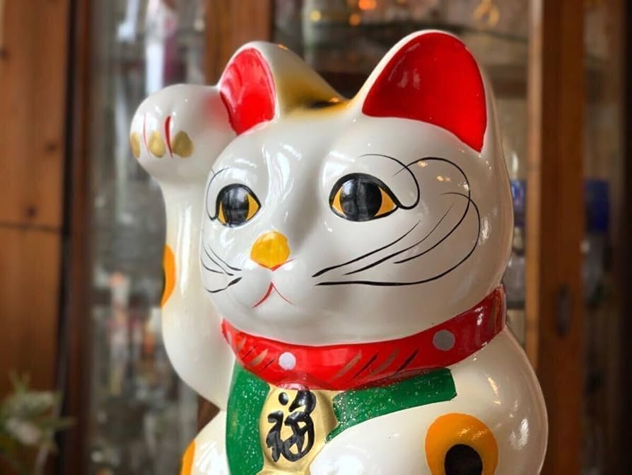 昭和レトロ 陶器製 貯金箱 黒猫 大型招き猫 まねきねこ 億万両 古道具