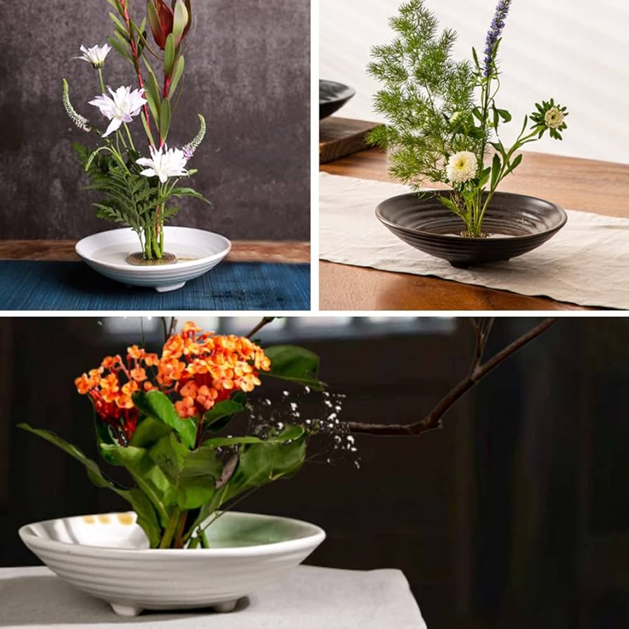 Amazon.co.jp: HIGHAWK花器 華道 生け花用 水盤 花瓶 陶器 挿花