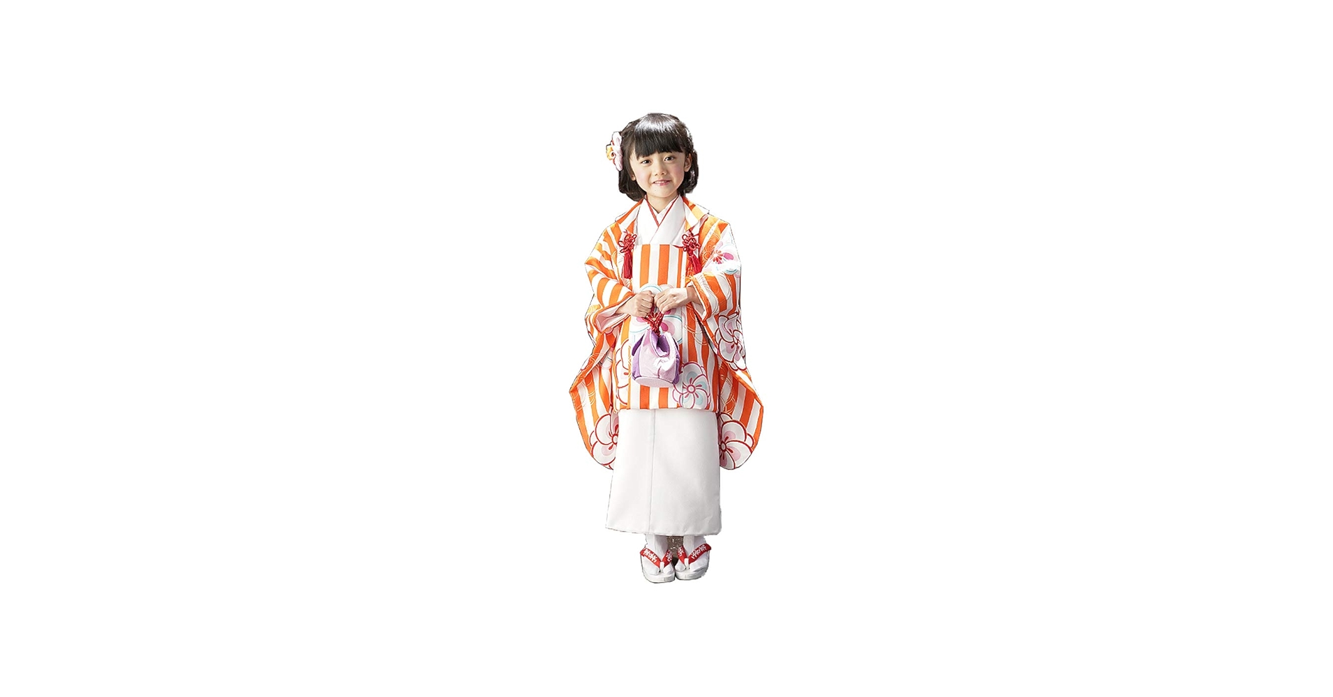 Amazon | [京都瑠璃雛菊] 七五三 着物 女の子 3歳 被布セット オレンジ