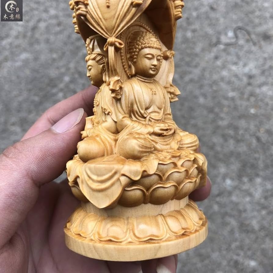 Amazon｜木彫りの仏像 阿弥陀三尊 【 阿弥陀如来 観音菩薩 勢至菩薩