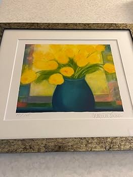 Amazon.co.jp: ジニーキム 限定版画 額入緑の花瓶のチューリップ