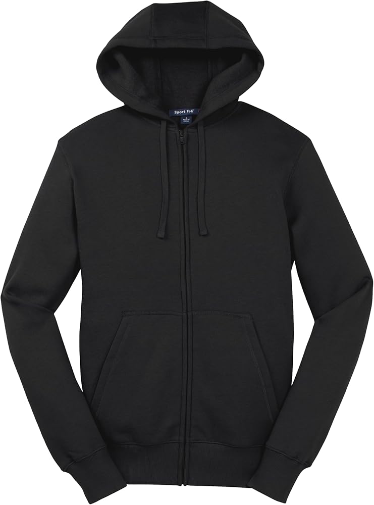 SPORT-TEK Unisex Full Zip Hooded Sweatshirt, Black, X-Small at