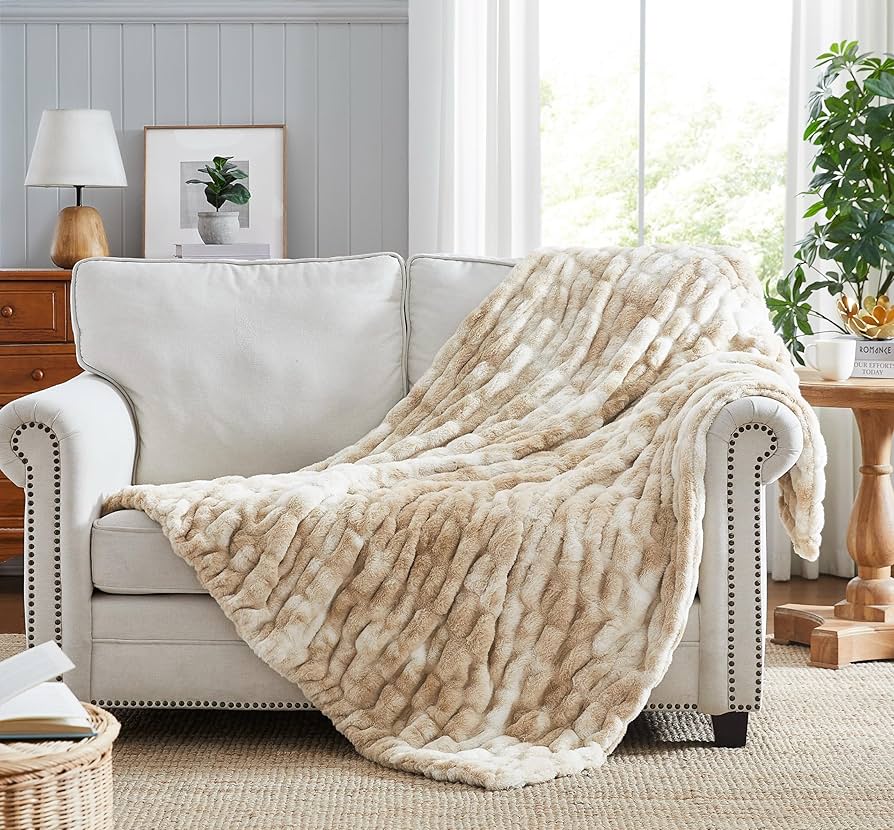 Amazon.com: Grand Avenue Taupe Double Sided Halle Faux Rabbit Fur