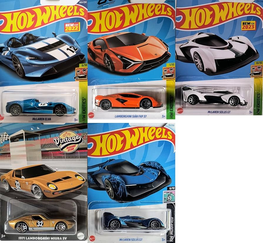 Hot Wheels Matchbox Lamborghini and McLaren 5 Car Bundle Set