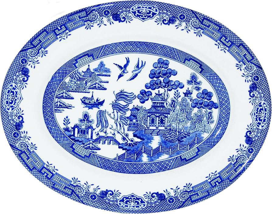 Amazon.com | Churchill Blue Willow Fine China Earthenware Oval