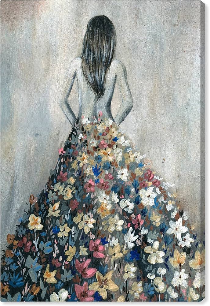 Amazon.com: Oliver Gal Girl with Flower Thoughts Canvas Print Wall
