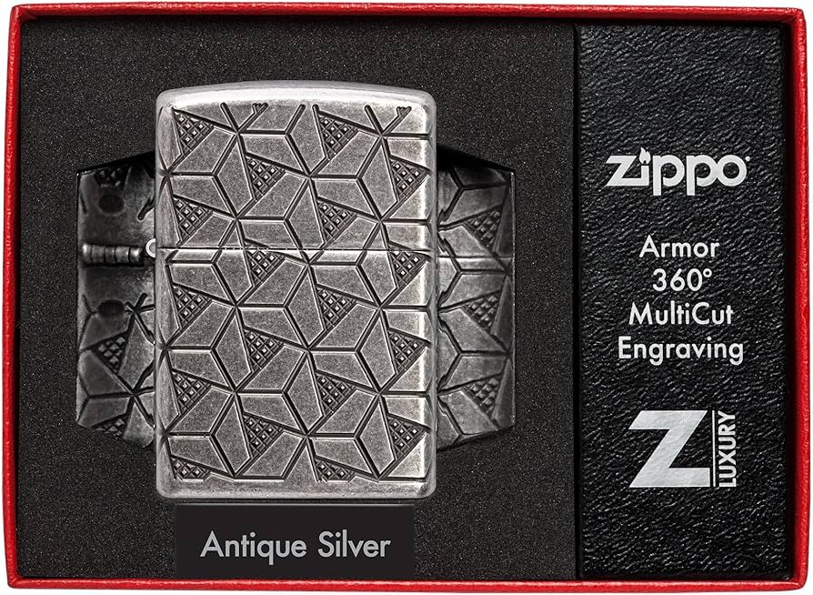 Amazon.com: Zippo Lighter: Armor MultiCut Geometric Deep Carve
