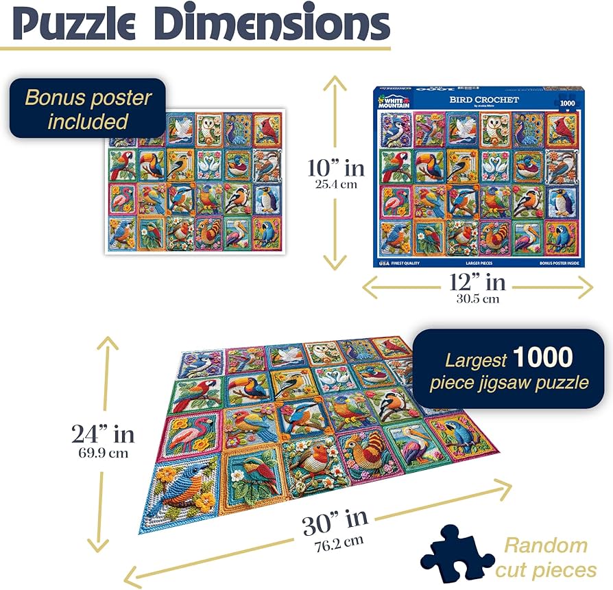 Amazon.com: WHITE MOUNTAIN PUZZLES Bird Crochet Puzzle, 1 EA
