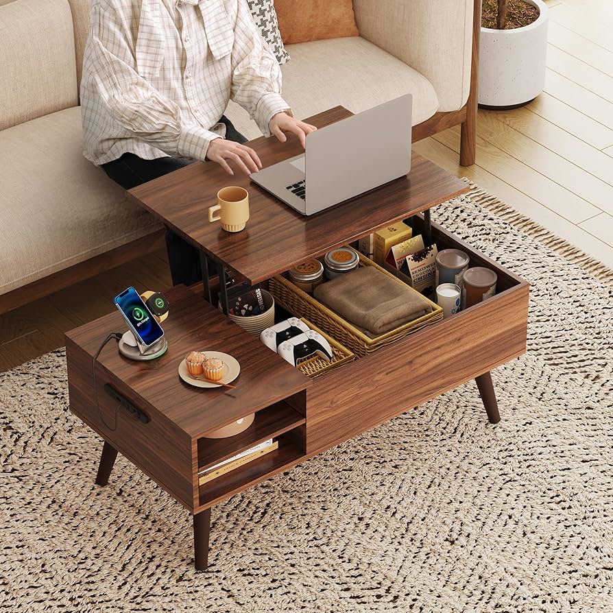 Amazon.co.jp: WLIVE コーヒーテーブル 昇降式 リビングテーブル ロー
