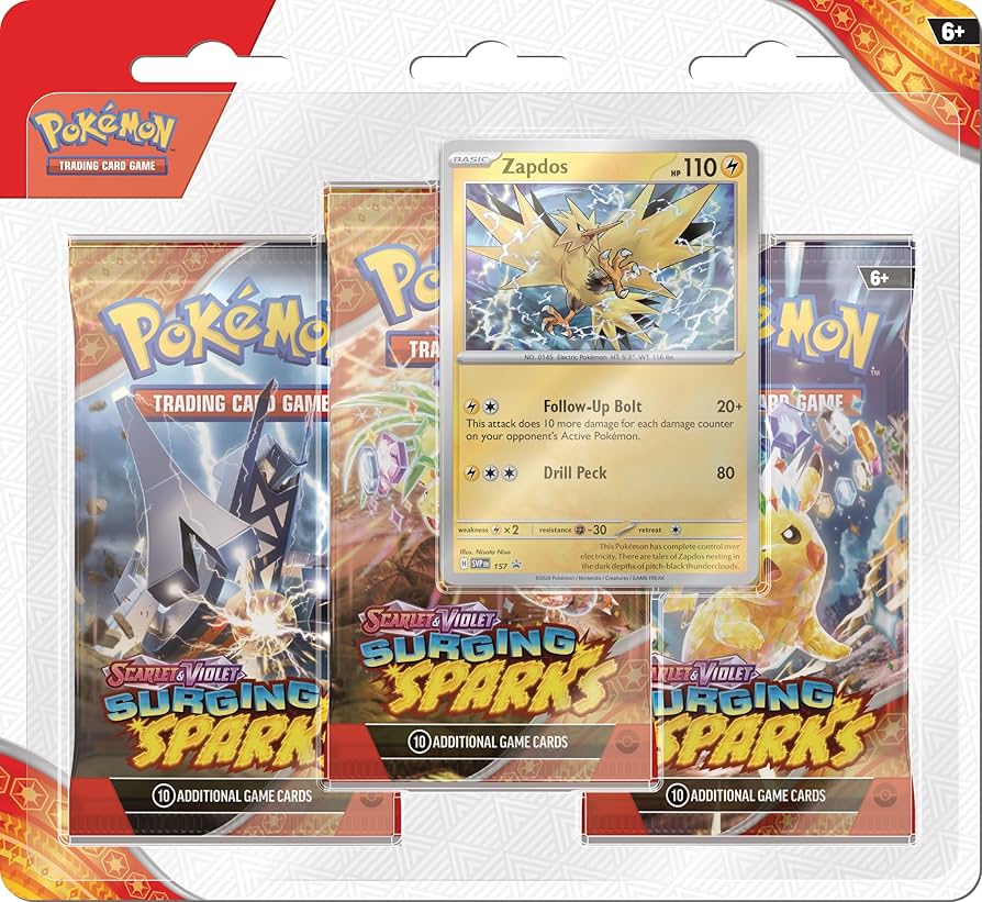 Amazon.com: Pokemon TCG: Scarlet & Violet - Surging Sparks Three