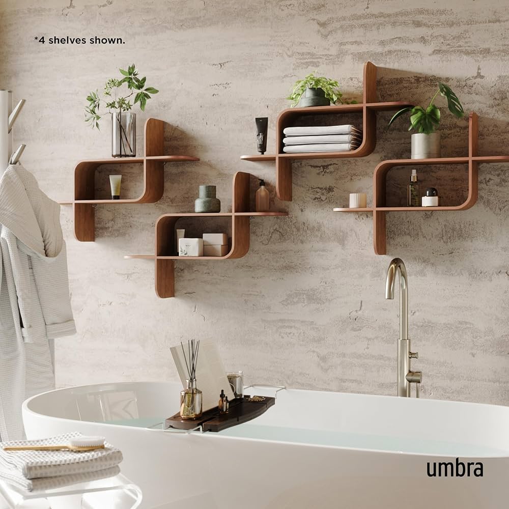 Amazon｜UMBRA モンタージュ シェルフ 62x47cm ウォルナット｜オープン