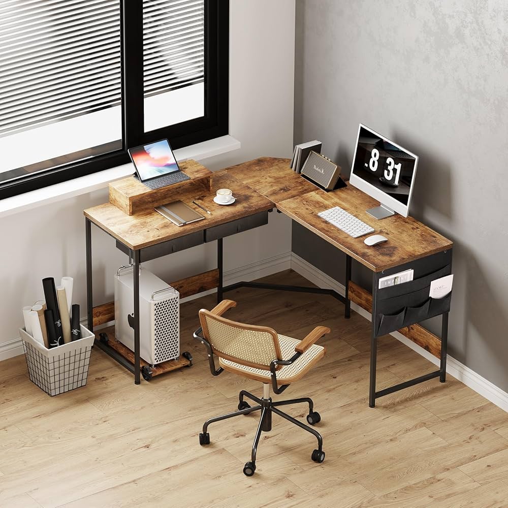 Amazon.co.jp: YeTom l字デスク机 pcデスク 作業机 125cm x 125cm