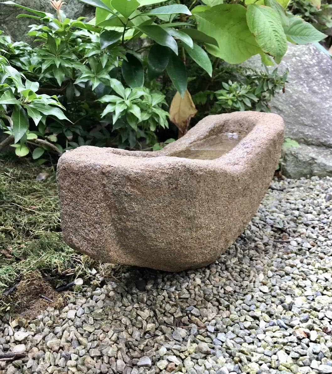 天然石・見立て水鉢・バードバス・蹲・特大サイズ浅鉢】庭石オブジェ