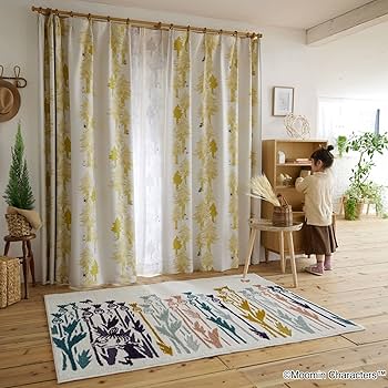 Amazon｜スミノエ(Suminoe) セミオーダーカーテン イエロー 幅125cm