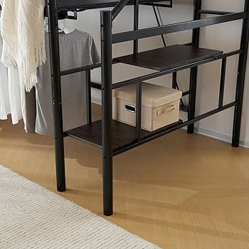 Amazon｜ロフトベッド スチール製 セミダブル 大容量収納 耐荷重150kg