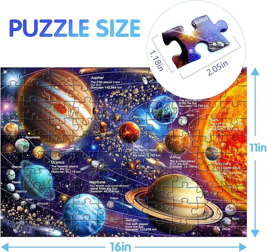 Amazon | JOYZEXY 100ピースパズル 6-8-10歳のお子様向け 太陽系パズル