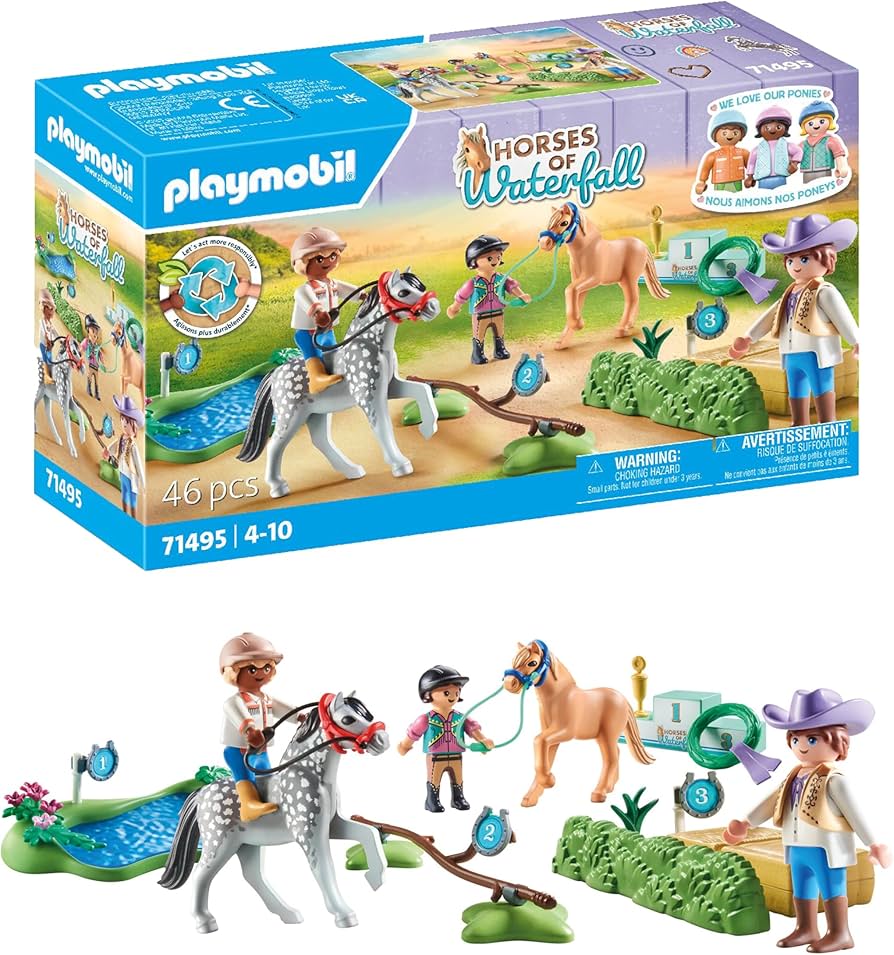 Amazon.com: PLAYMOBIL Horses of Waterfall 71495 Ponies Tournament