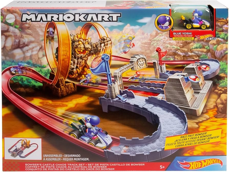 Amazon.com: Hot Wheels Mario Kart Bowser's Castle Chaos Modular