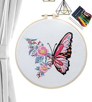 Amazon | 蝶の刺繍キット,刺繍キット蝶 - 刺繍キット蝶の花の刺繍