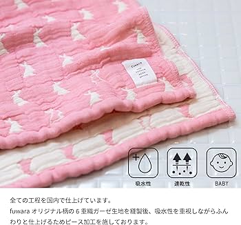 Amazon｜fuwara 6重織ガーゼフェイスタオル 約30×75cm (うさぎ