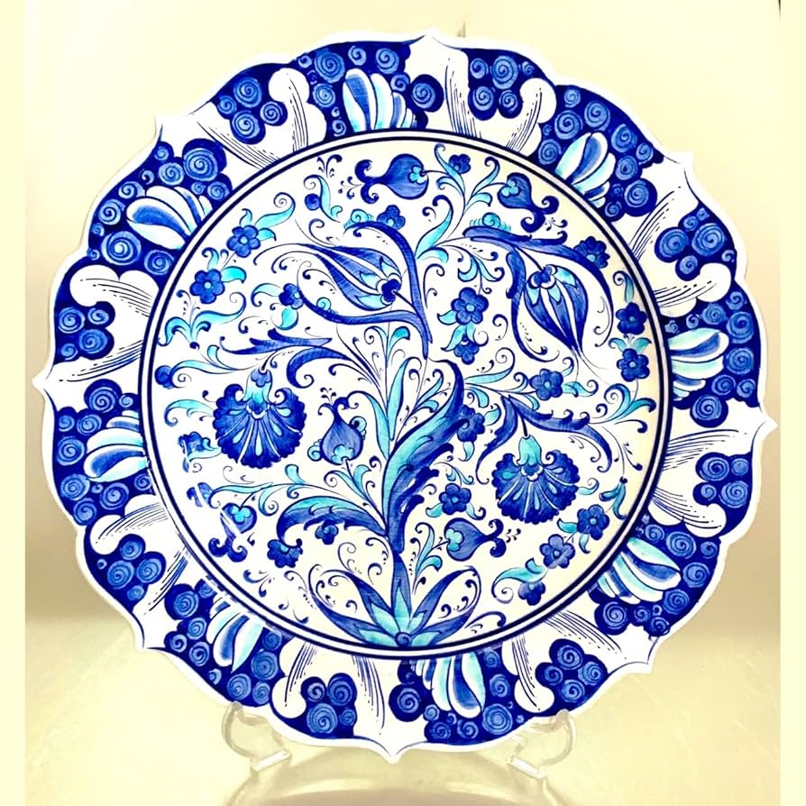 Amazon | トルコ陶器 トルコ絵皿 トルコ雑貨 手描絵皿 25cm