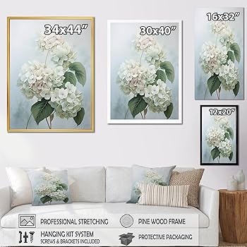 Amazon.com: DesignQ Large Hydrangea Wall Art, White Hydrangea