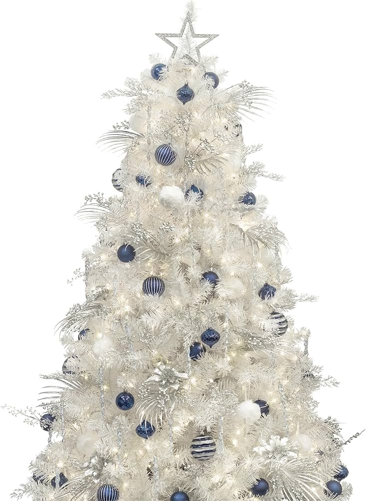 Amazon.com: KI Store 6ft White Christmas Tree with Ornaments and