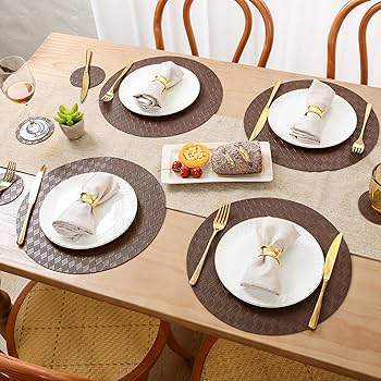 Amazon.com: SHACOS Round Placemats Set of 4 with Coasters Wipeable