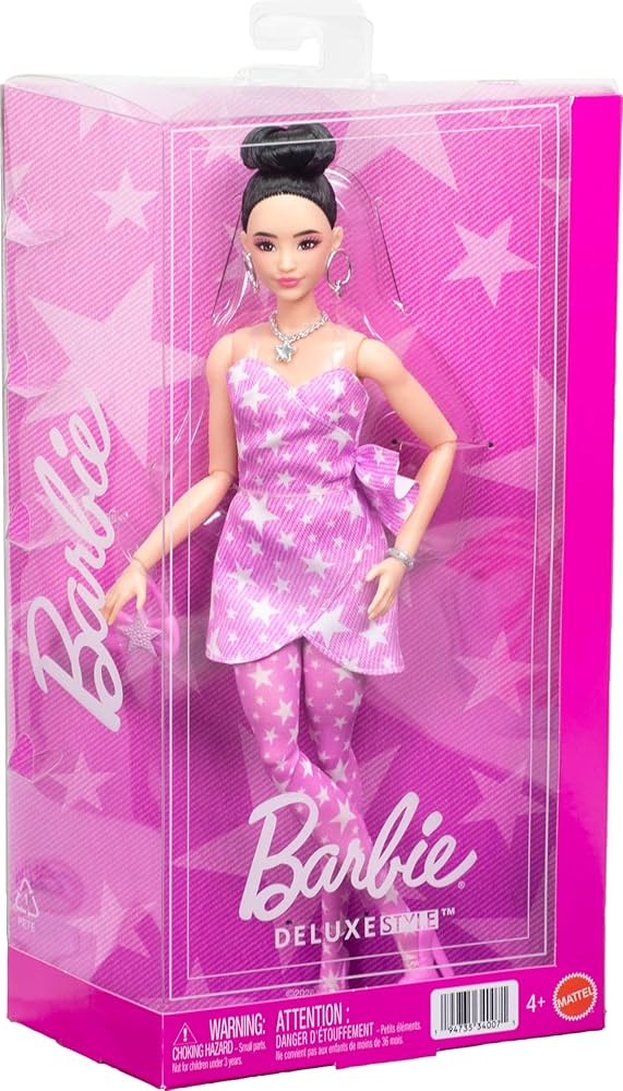 Amazon.com: Barbie Deluxe Style Doll #11 in Pink Denim Star-Print