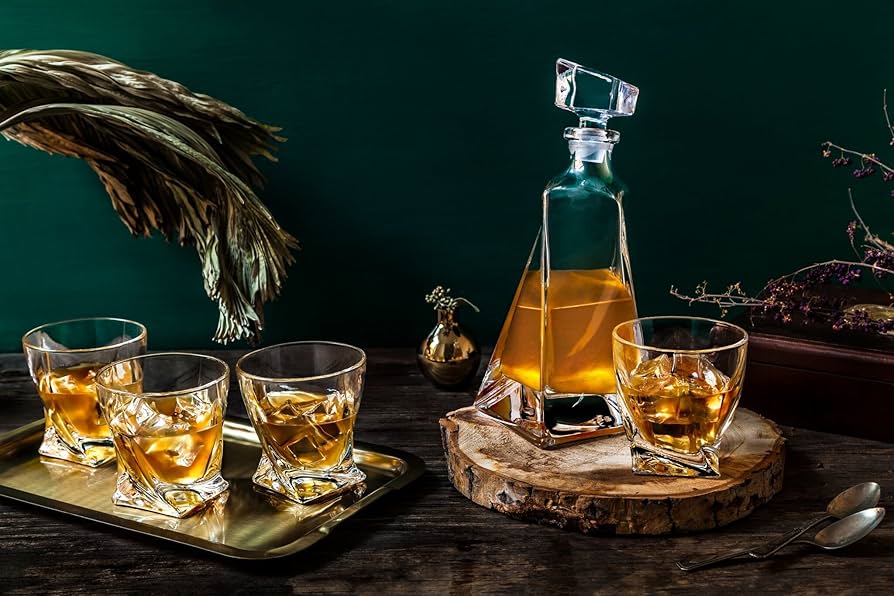 Amazon.com | JoyJolt Atlas 5-Piece Luxury Crystal Whiskey Decanter