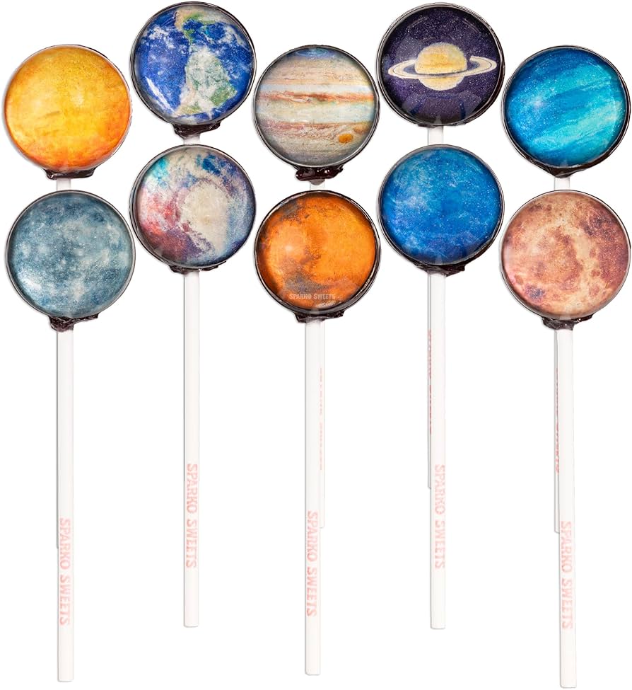 Amazon.com : Sparko Sweets Galaxy Lollipops, Planet Designs, Juicy