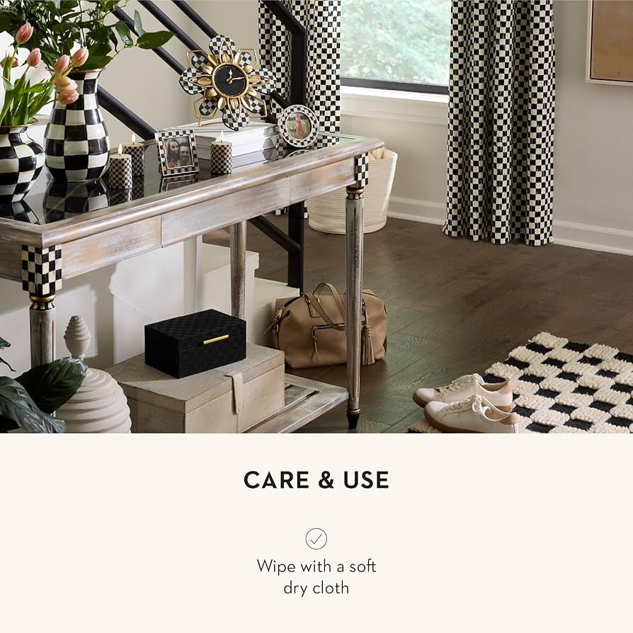 Amazon.com: MACKENZIE-CHILDS Black Faux-Leather Box, Jewelry Box