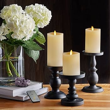 Amazon.com: Luminara Realistic Flameless LED Set of 3 Ivory Pillar