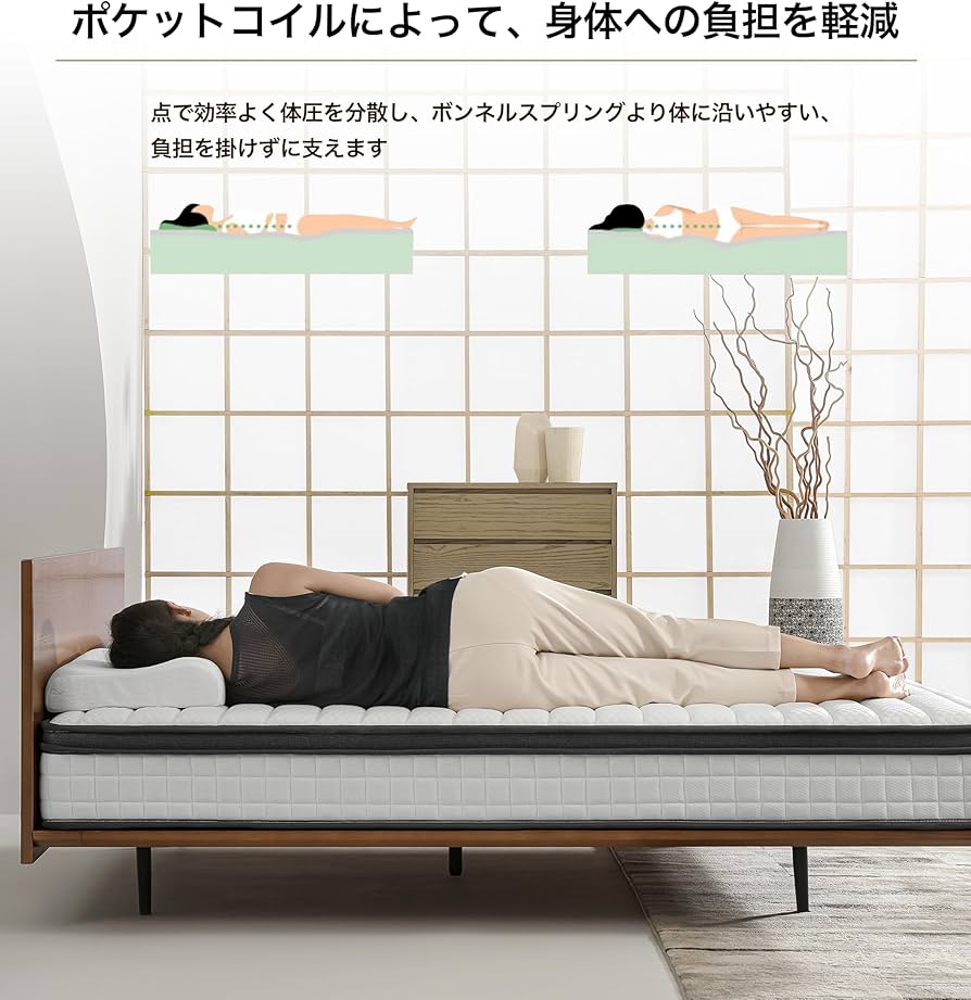 Amazon.co.jp: KAIIAO メモリーフォームハイブリッドマットレス