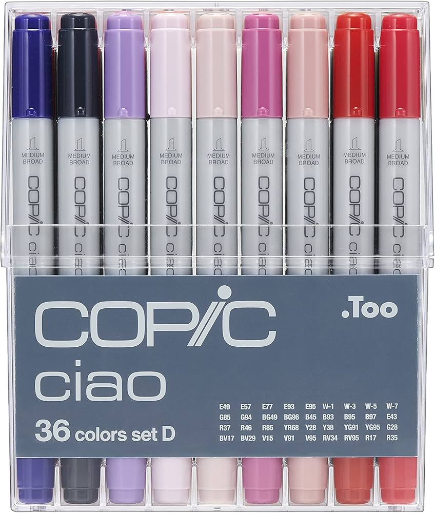 Amazon.com: Copic Ciao, Alcohol Markers, 36 Colors Dual Brush Tip