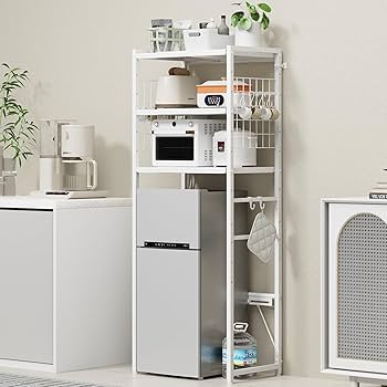 Amazon.co.jp: TKUIN ゴミ箱上ラック 冷蔵庫上 【幅50～80cm伸縮可・2