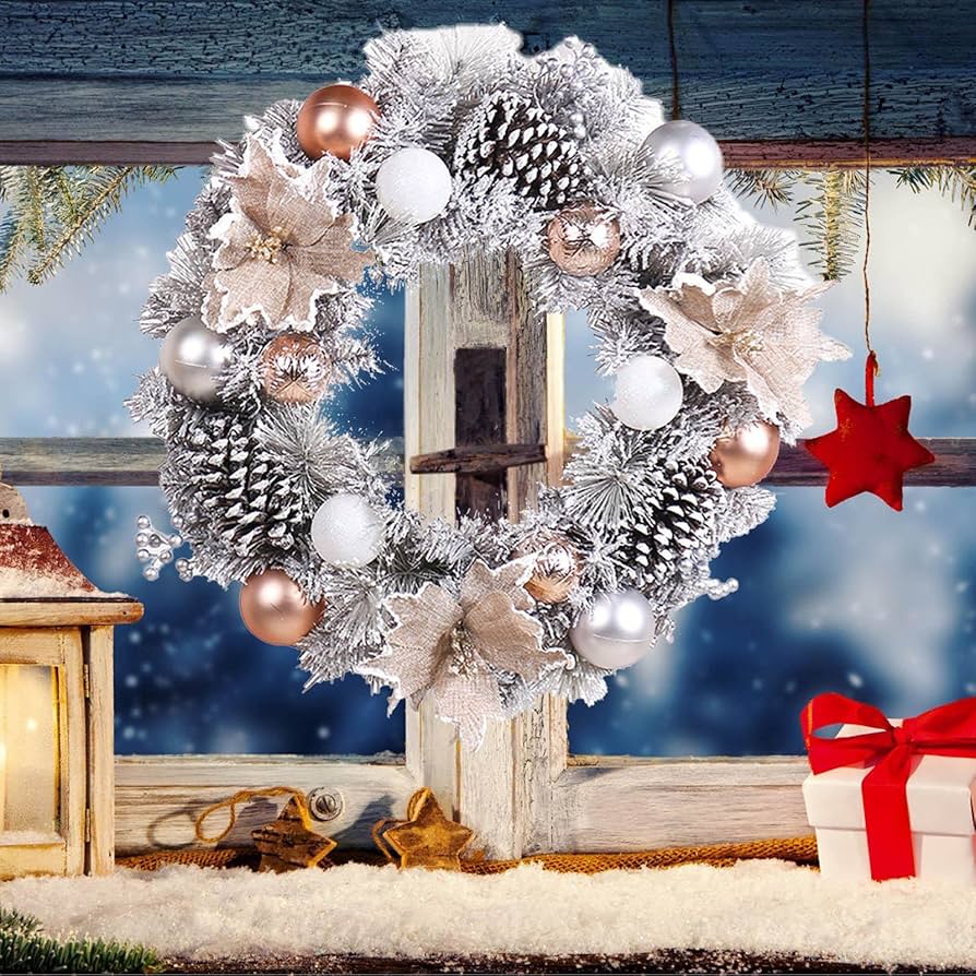 Amazon.co.jp: クリスマスリーフ - 写真 玄関用リース屋外の装飾のため