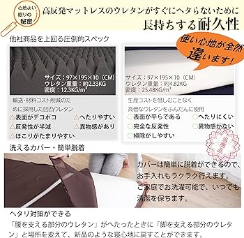 Amazon｜マットレス ダブル 三つ折り 折り畳み 極厚10cm 高反発 210N