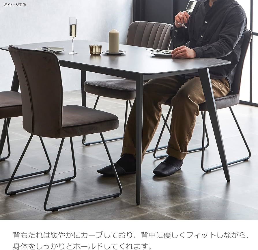 Amazon｜関家具(Sekikagu) ダイニングチェア グレー ベロア生地