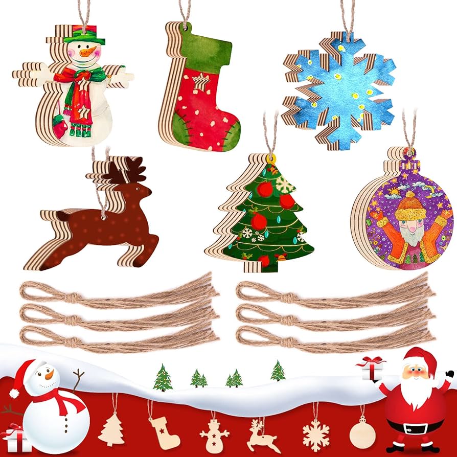 Amazon.co.jp: クリスマス木製オーナメント 未塗装クリスマス