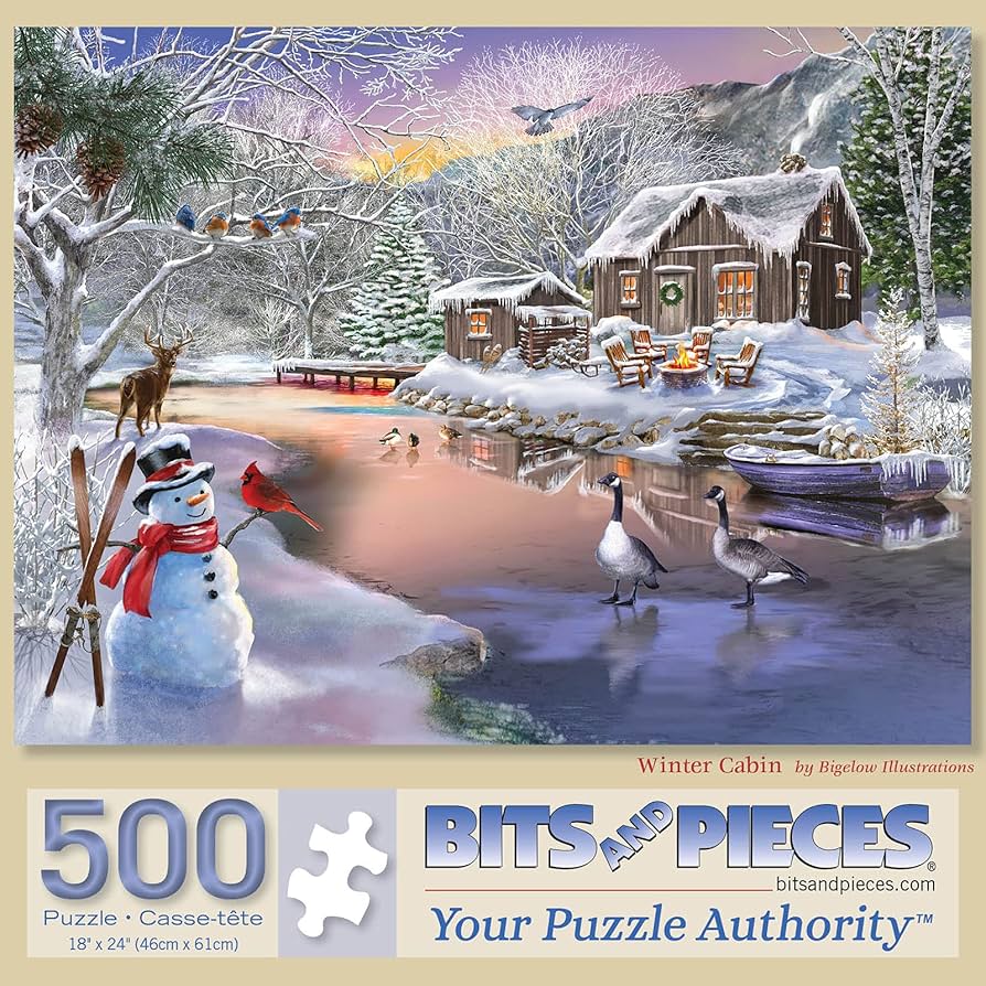Amazon.com: Bits and Pieces – Winter Cabin Jigsaw Puzzle for