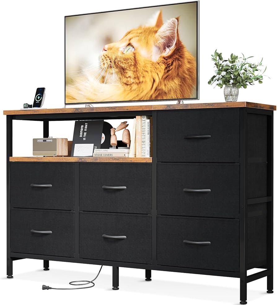 Amazon｜AODK タンス チェスト コンセント付き 幅132×奥行30×高さ90cm